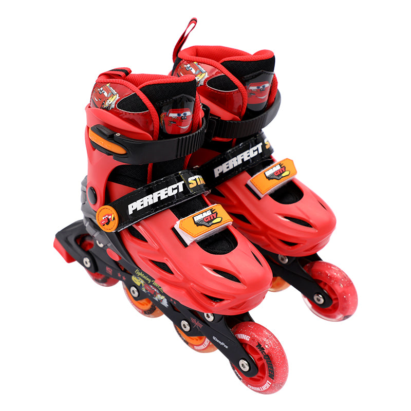 Disney Cars Kids Roller Skate Combo Set Red/Black 2024 New Design